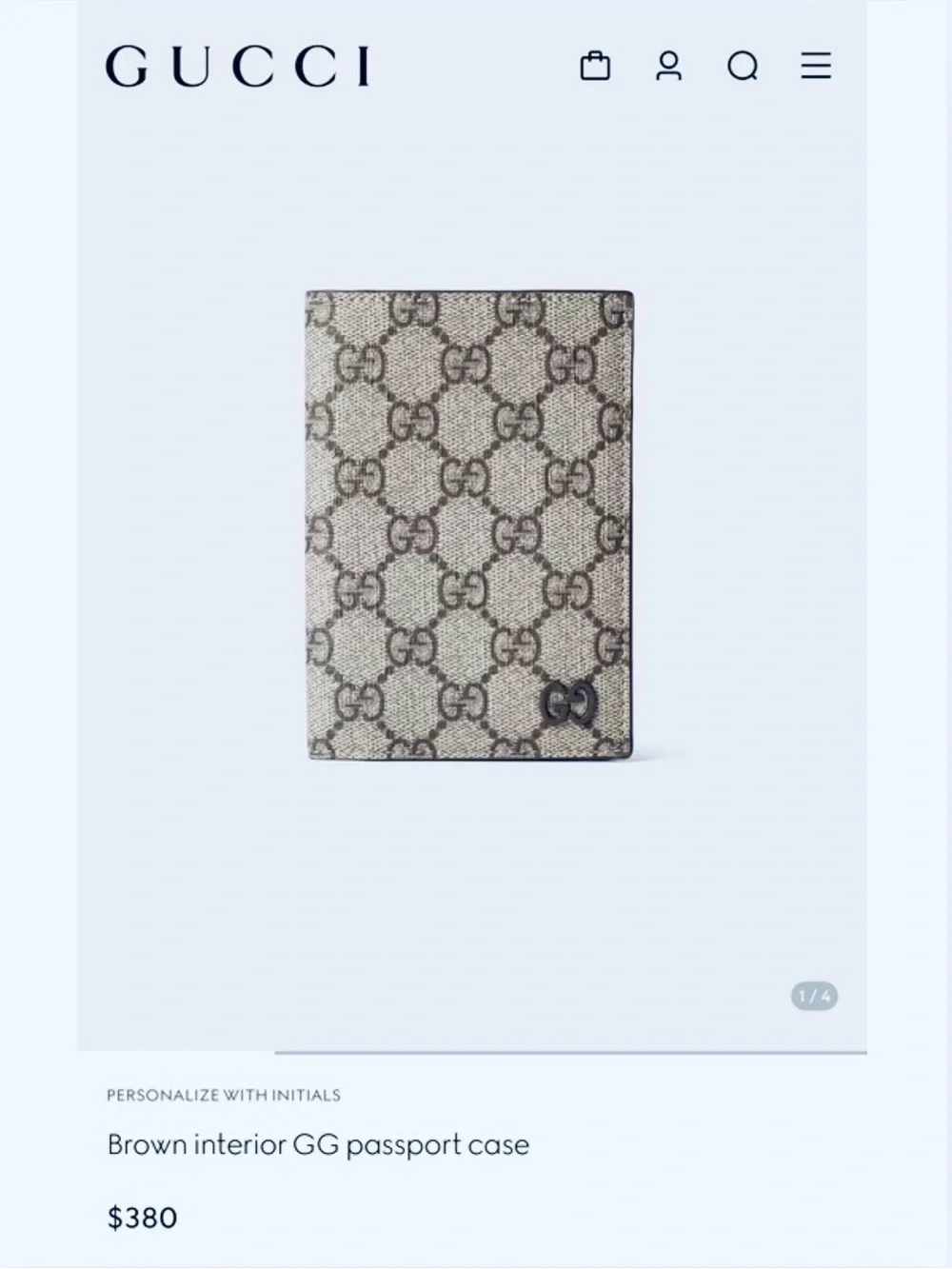 PASSPORT: Beige & Brown GG Monogram, NWOT